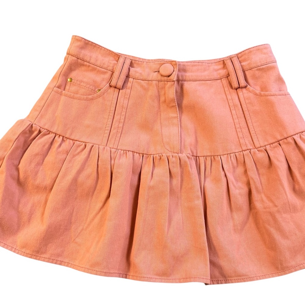 Love Shack Fancy Pink Ruffled Mini Skirt